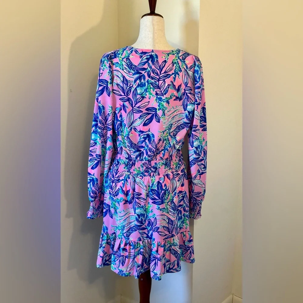 Lilly Pulitzer SZ 8 NWOT Cristiana Stretch Mini Dress in Just a Lil Jelly Pink - Picture 3 of 5